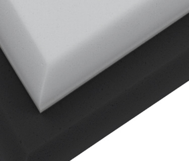 Kerrostettu &auml;&auml;niabsorbentti, jossa py&ouml;ristetyt reunat ja paloluokka DIN 4102 B1 / C-s2, d0 standardin DIN EN 13501 mukaisesti